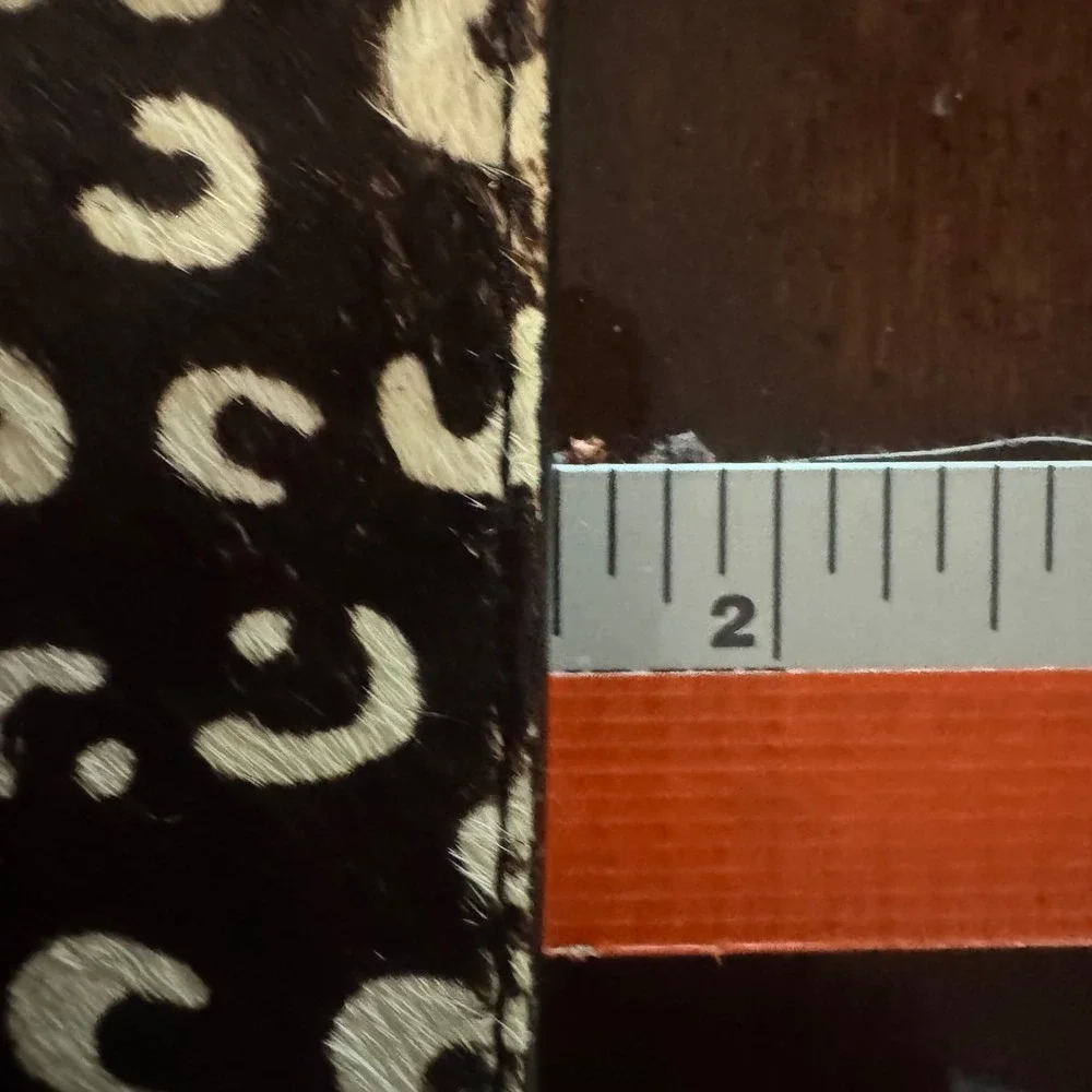 Vintage Women Animal Print Hair Calf Leather Belt Black White Leopard Small